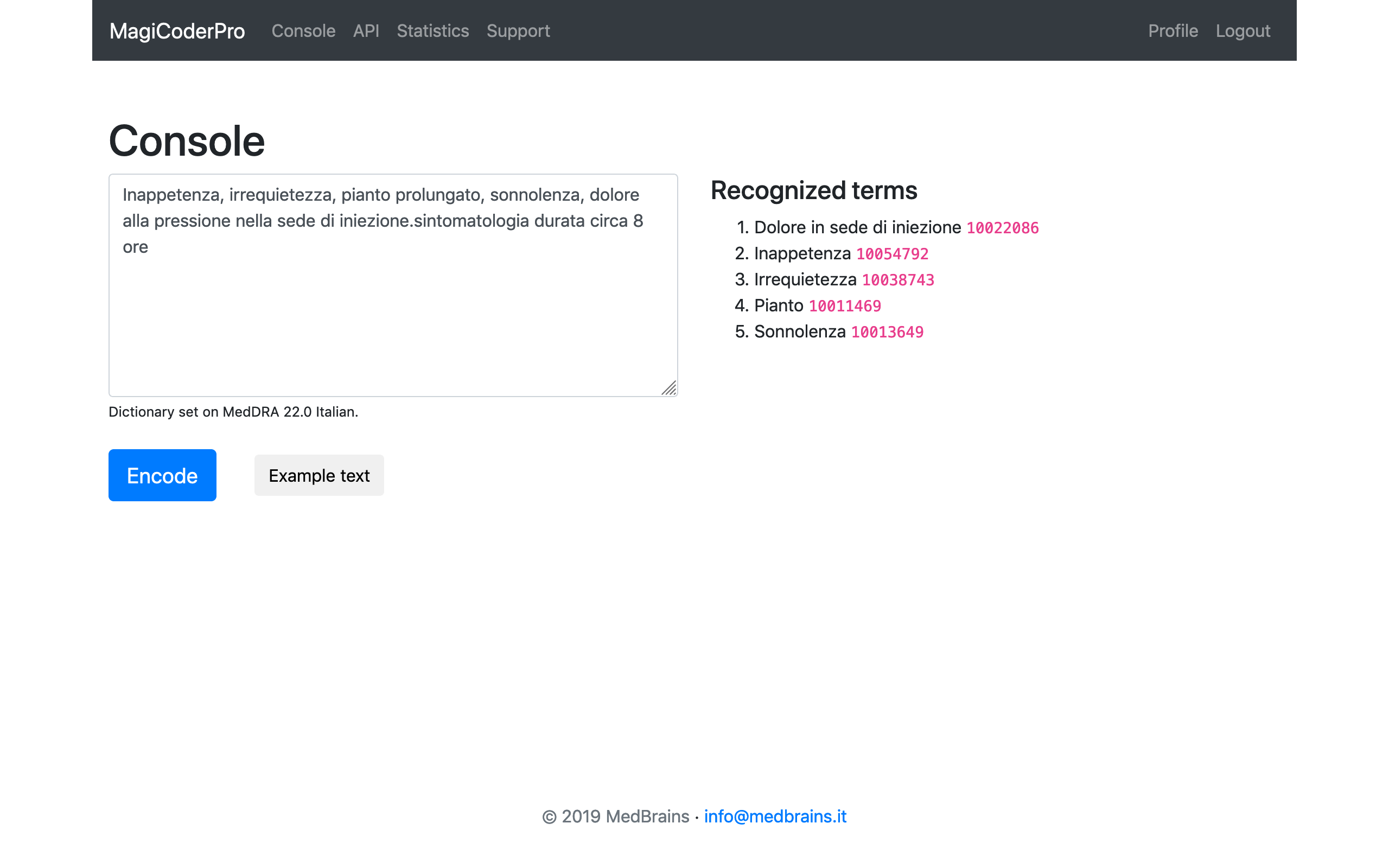 Console per l'uso di MagiCoder Pro via browser